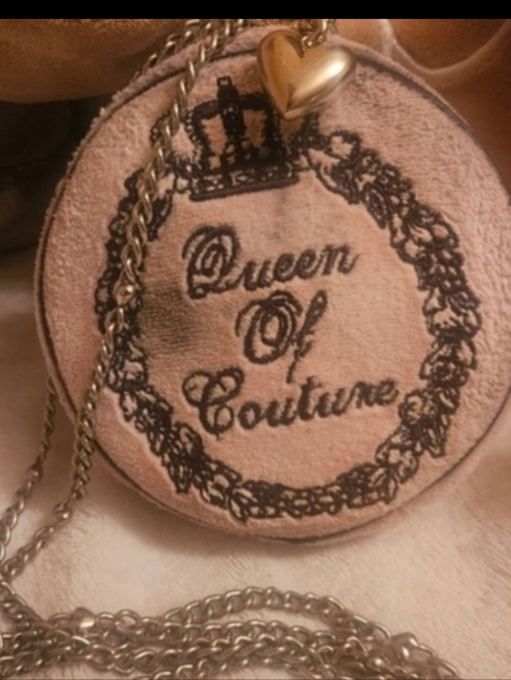 Rare Juicy Couture '2004' Circular Canteen Powder Pink Terry Cloth Crossbody